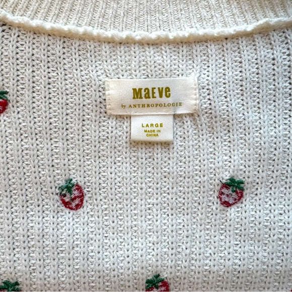 MAEVE by Anthropologie Strawberry Embroidered Sweater – Size Large - Picture 8 of 13